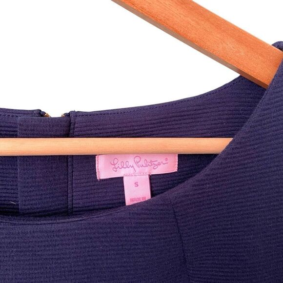 Lilly Pulitzer Charlene Blue Sheath Dress 3/4 Sleeve Scoop Neck in Size Small - Picture 9 of 12